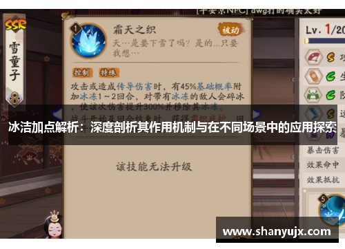 冰洁加点解析：深度剖析其作用机制与在不同场景中的应用探索